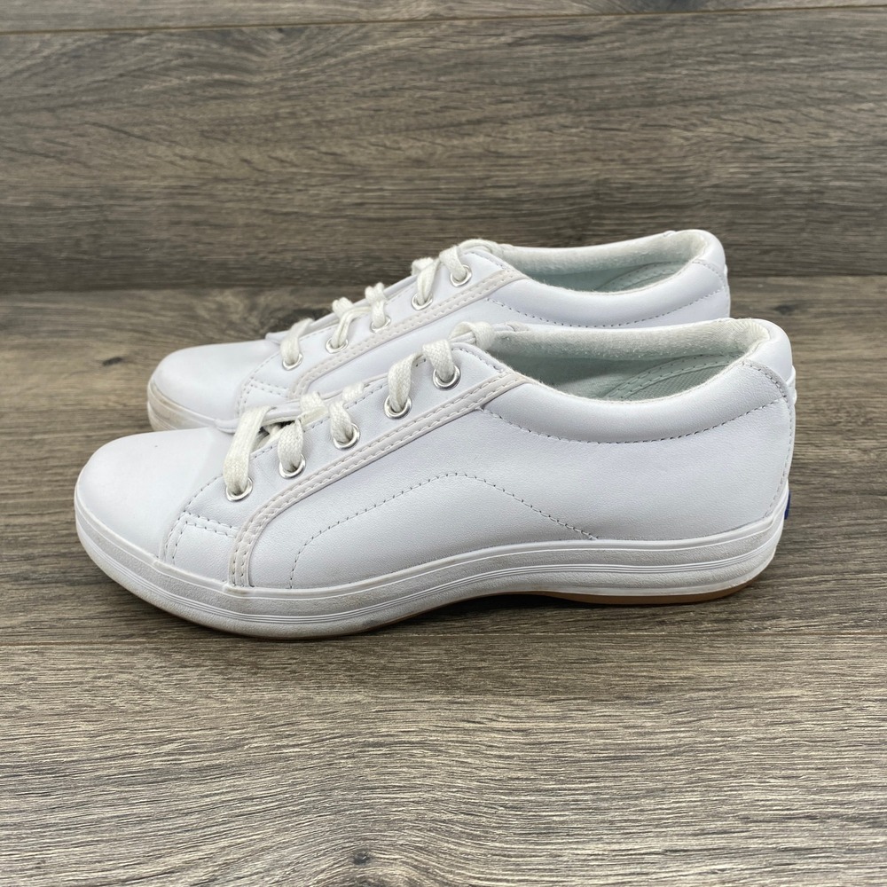 Keds Jump Kick Leather Sneakers Womens 5 White Lace Up Low Top WH12124M85CH17